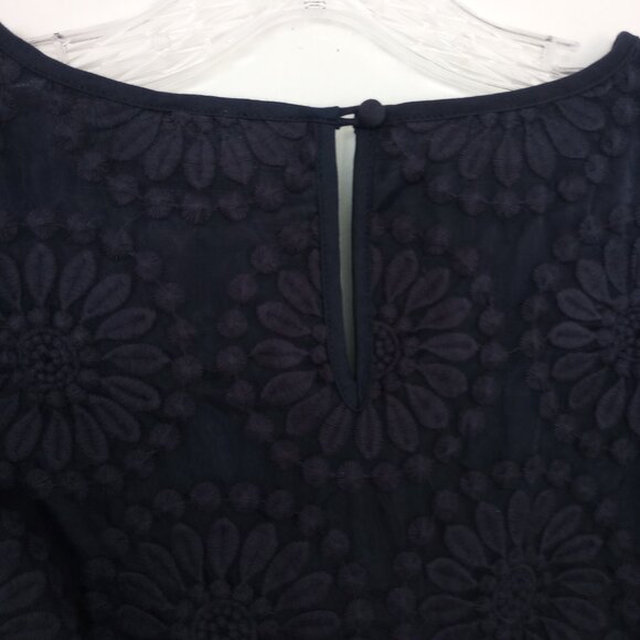 Boden Navy Sheer Embroidered Floral Overlay Sheath Dress - Picture 7 of 11